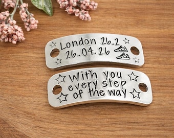Personalised Trainer Tags for Runners, Custom Shoelace Charm, Unique Running Keepsake, Marathon Gift