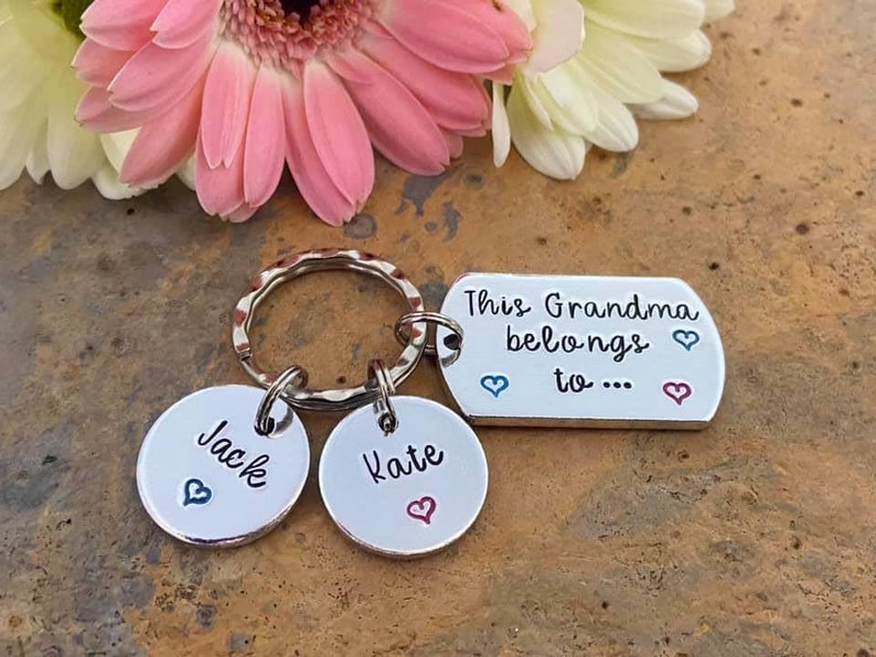 Grandma Keyring, Hand Stamped Personalised Keyring Keychain, This Grandma Belongs To, Grandma, Nanny, Grandmother Gift, Mother's Day Gift image 2
