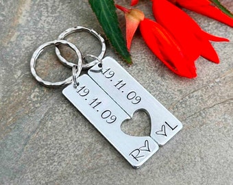 Couples Keyring, Personalised Special Date Gift, Relationship, Wedding, Anniversary, Valentine's Gift