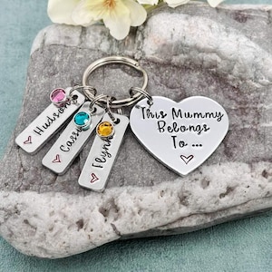 Mummy Birthstone Keyring, Personalised Gift for Mum, This Mummy Belongs To, Mother's Day Gift