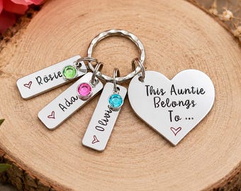 Auntie Birthstone Keyring, This Auntie Belongs To Personalised Mother's Day Gift