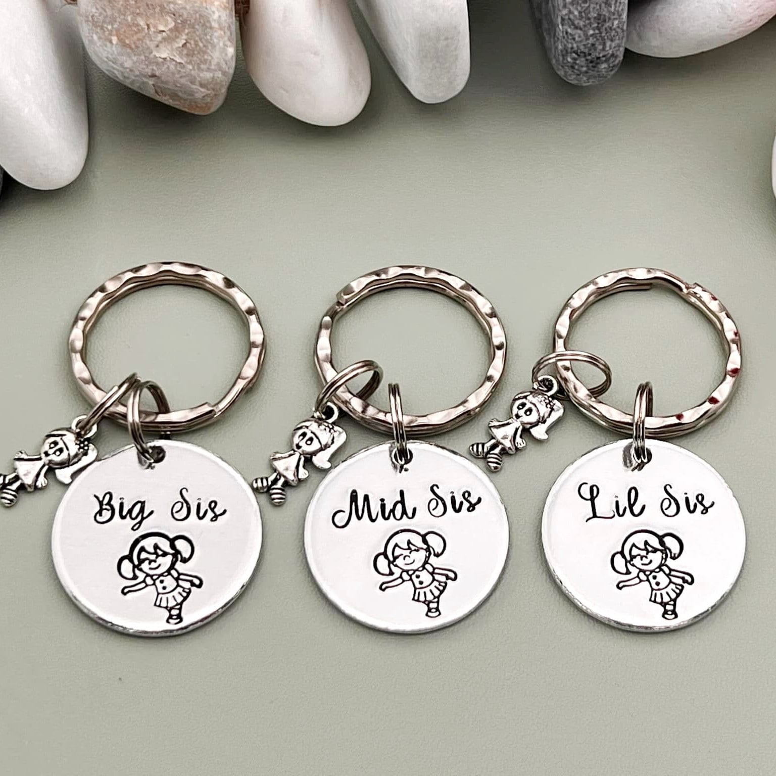 Sisters Keyring Big Mid Lil Sis Keyring Big Middle Little Sister Gift Siblings Gift Etsy