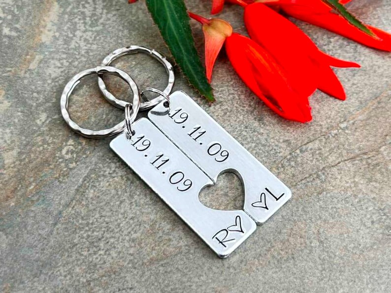 Couples Keyring, Personalised Special Date Gift, Relationship, Wedding, Anniversary, Valentine's Gift image 7