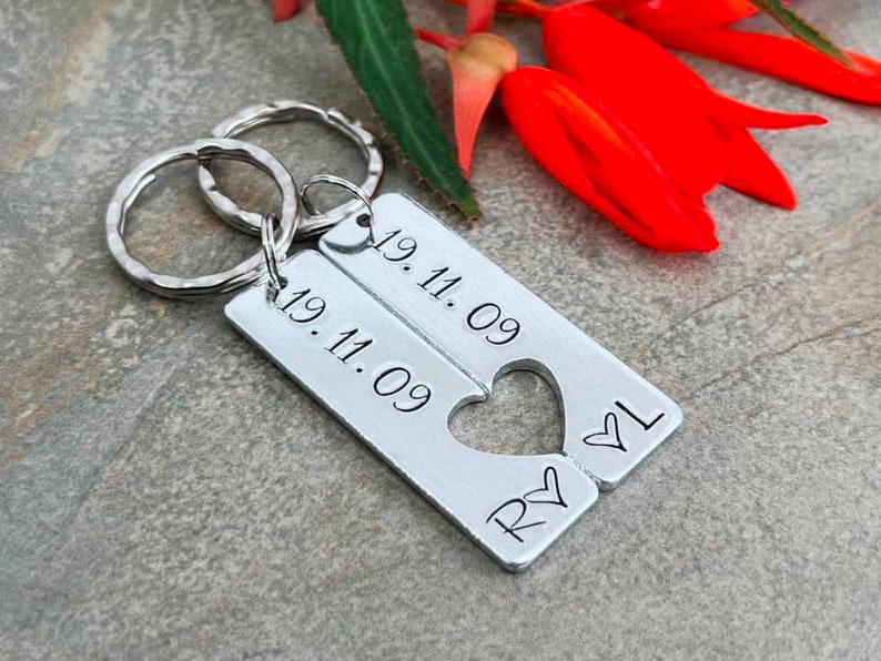 Couples Keyring, Personalised Special Date Gift, Relationship, Wedding, Anniversary, Valentine's Gift image 8