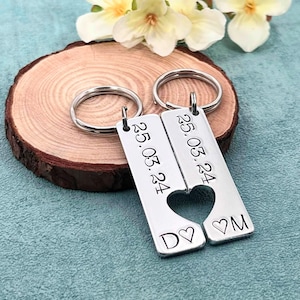 Couples Keyring, Personalised Special Date Gift, Relationship, Wedding, Anniversary, Valentine&#39;s Gift