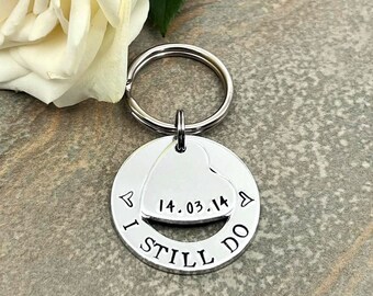 10th Tin Wedding Anniversary Keyring, I Still Do, Wedding Anniversary Aluminium Gift