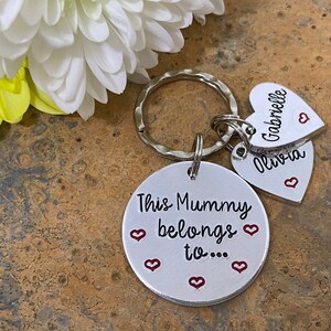 Gift for Mum, Mother's Day Gift, Hand Stamped Personalised Keyring Keychain, This Mummy Belongs To..., Mummy keyring keychain image 7