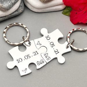 Couples Gift, Puzzle Keyring, Special Date Personalised Keyring, Relationship, Wedding, Anniversary, Valentines Gift image 1