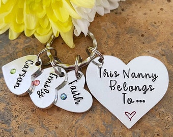Nanny Birthstone Keyring, This Nanny Belongs To, Personalised Mother's Day Gift