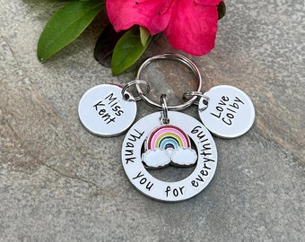 Teacher Gift, Personalised Teacher Teaching Assistant Keyring, Thank You for Everything, End of Year Gift