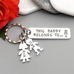 This Daddy Belongs To Keyring, Personalised Daddy Grandad Gift, Father&#39;s Day Gift
