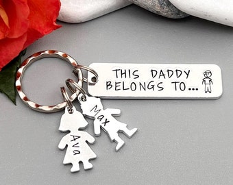 This Daddy Belongs To Keyring, Personalised Daddy Grandad Gift, Father's Day Gift