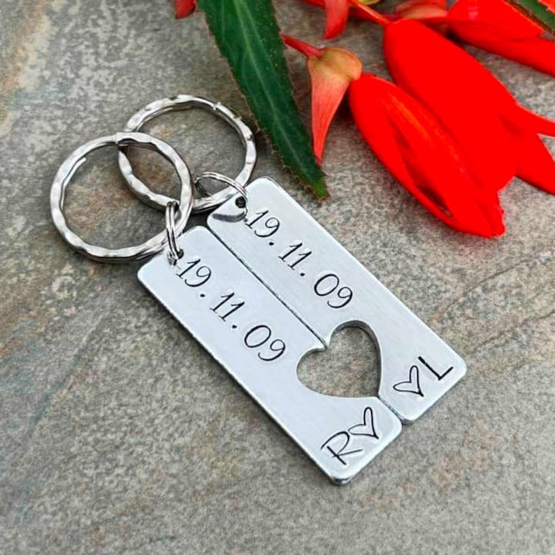 Couples Keyring, Personalised Special Date Gift, Relationship, Wedding, Anniversary, Valentine's Gift image 6