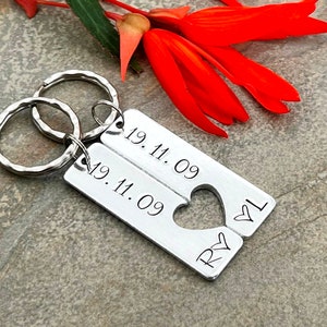 Couples Keyring, Personalised Special Date Gift, Relationship, Wedding, Anniversary, Valentine's Gift image 3