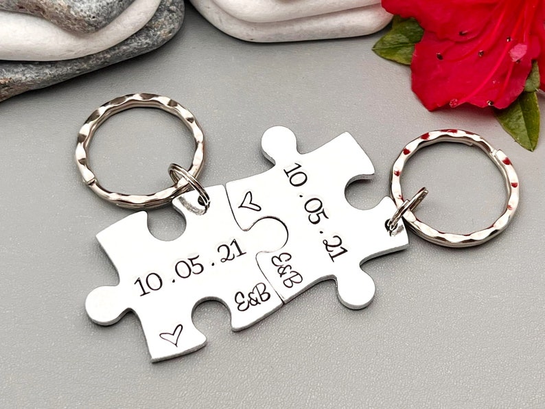 Couples Gift, Puzzle Keyring, Special Date Personalised Keyring, Relationship, Wedding, Anniversary, Valentines Gift image 7