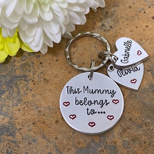 Gift for Mum, Mother's Day Gift, Hand Stamped Personalised Keyring Keychain, This Mummy Belongs To..., Mummy keyring keychain image 10