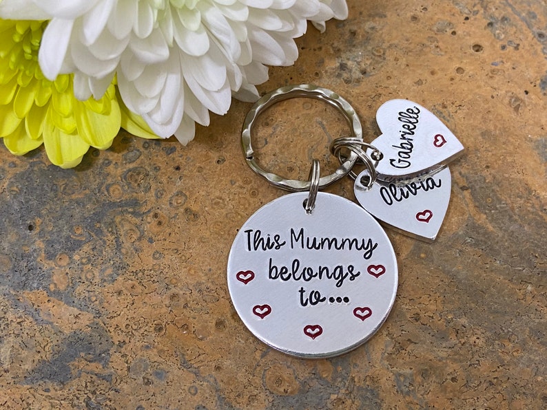 Gift for Mum, Mother's Day Gift, Hand Stamped Personalised Keyring Keychain, This Mummy Belongs To..., Mummy keyring keychain image 10