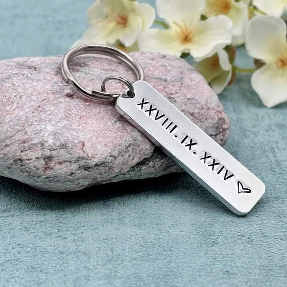 Couples Keyring Special Date Personalised Roman Numerals Keyring Relationship Wedding Anniversary Valentines Gift Etsy