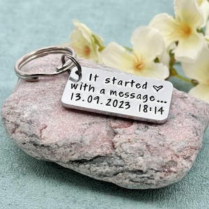 It Started With A MESSAGE, Couples Keyring, Personalised Valentine's, Wedding, Anniversary Gift