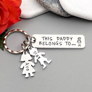 This Daddy Belongs To Keyring, Personalised Daddy Grandad Gift, Father's Day Gift