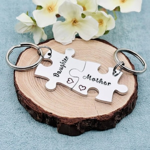 Mother Daughter Puzzle Keyrings, Mother&#39;s Day Gift, Interlocking Jigsaws