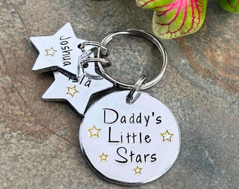 Daddy Gift, Daddy's Little Stars Keyring, Personalised Father's Day Gift