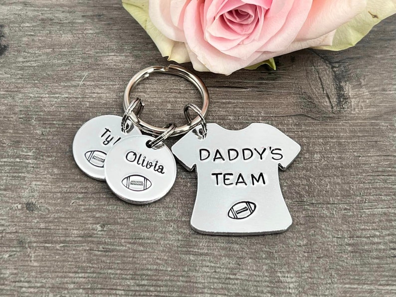 Daddy Gift, Daddy's Team, Personalised Rugby Player Keyring, Father's Day Gift image 5