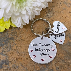 Gift for Mum, Mother's Day Gift, Hand Stamped Personalised Keyring Keychain, This Mummy Belongs To..., Mummy keyring keychain image 9