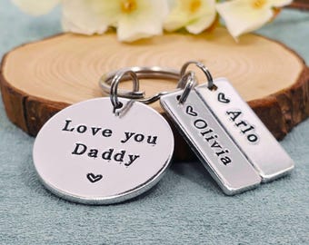Personalised Daddy Keyring, Love You Daddy, Perfect Father's Day Gift for Dad Grandad
