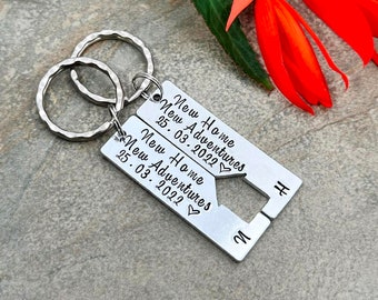 Personalised New Home Keyring, Housewarming Gift for Couples, First Home Keyring