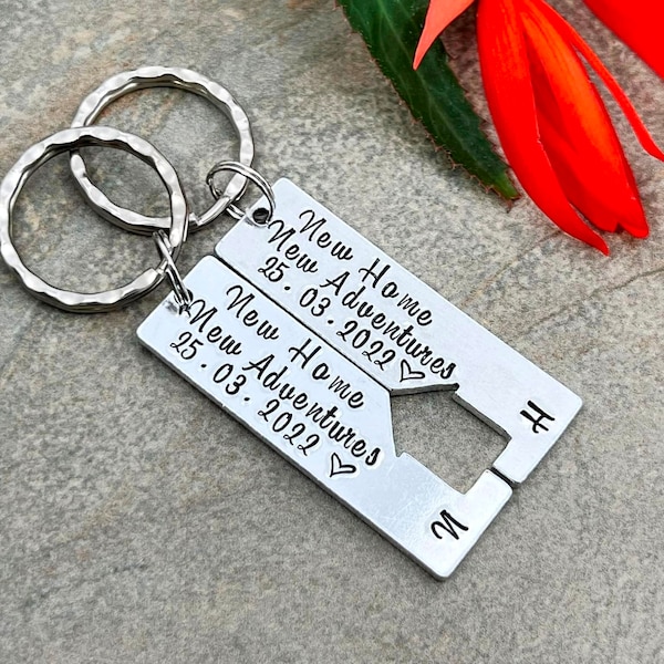 Personalised New Home Keyring, Housewarming Gift for Couples, First Home Keyring