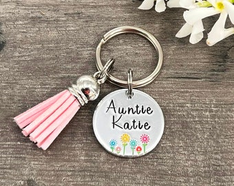 Auntie Gift, Personalised Auntie Aunty Keyring, Mother's Day Gift