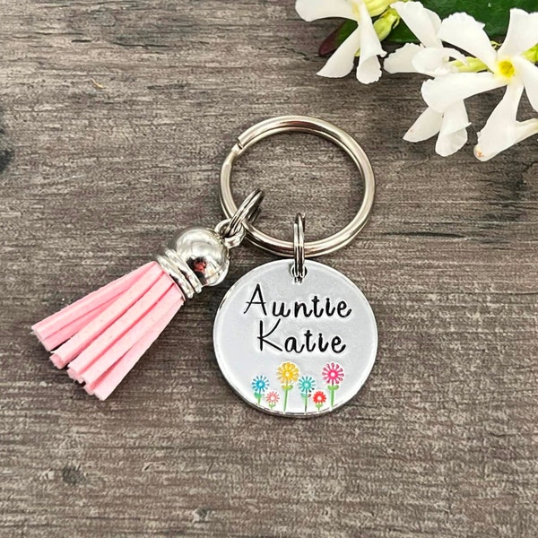 Auntie Gift, Personalised Auntie Aunty Keyring, Mother's Day Gift