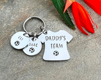 Daddy Gift, Daddy's Team, Football Player Lover Keyring, Grandad Keyring, Personalised Father's Day Gift