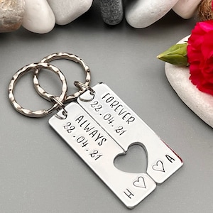Couples Keyrings, Special Date Forever Always Keyring, Relationship Wedding Anniversary Valentines Gift