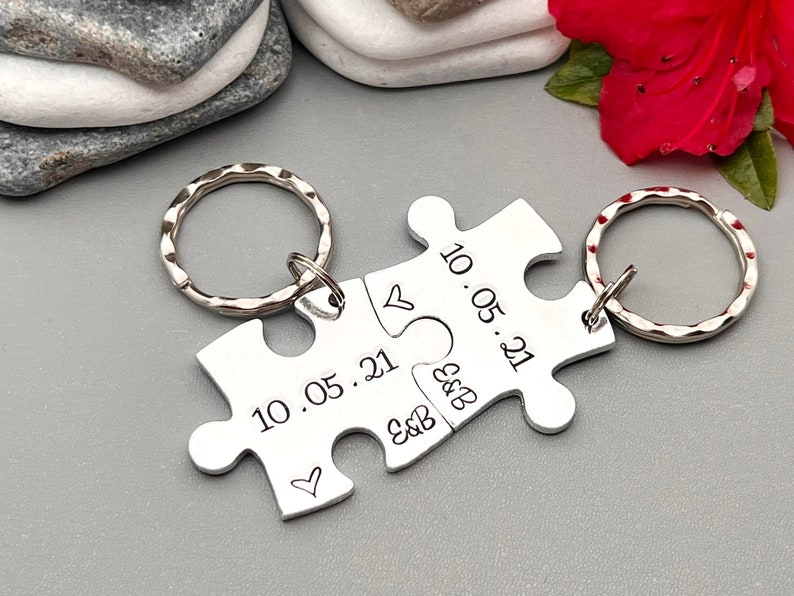 Couples Gift, Puzzle Keyring, Special Date Personalised Keyring, Relationship, Wedding, Anniversary, Valentines Gift image 9