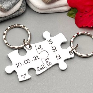 Couples Gift, Puzzle Keyring, Special Date Personalised Keyring, Relationship, Wedding, Anniversary, Valentines Gift image 3