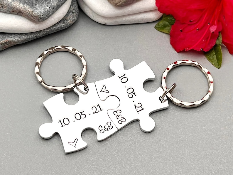 Couples Gift, Puzzle Keyring, Special Date Personalised Keyring, Relationship, Wedding, Anniversary, Valentines Gift image 3