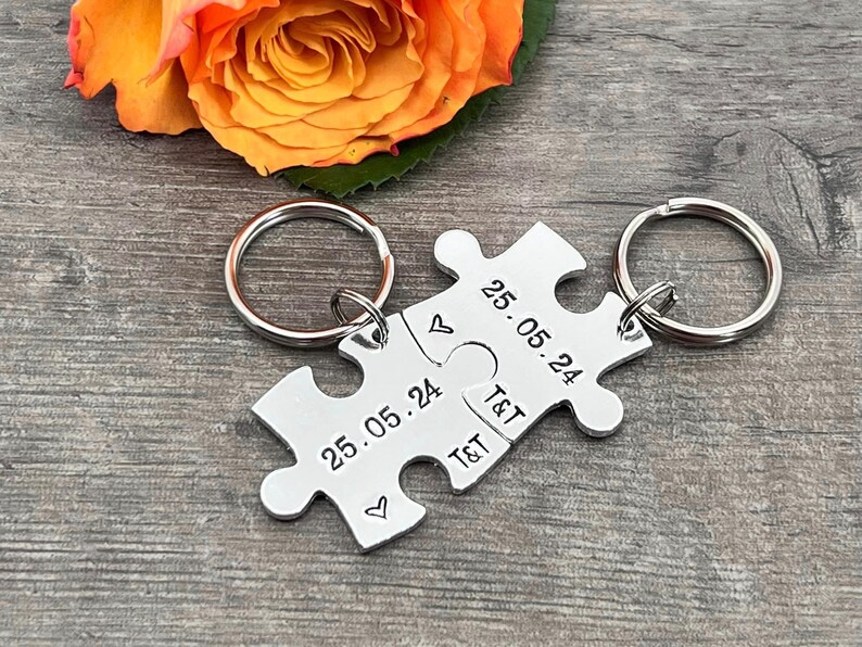 Couples Gift, Puzzle Keyring, Special Date Personalised Keyring, Relationship, Wedding, Anniversary, Valentines Gift image 3