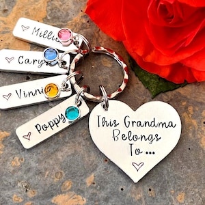 Grandma Keyring with  Birthstones, This Grandma Belongs To Personalised Keyring, Mother's Day Gift