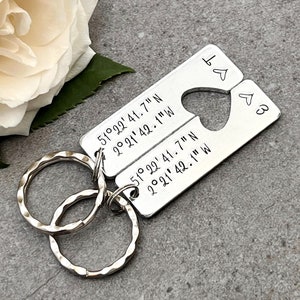 Couples Keyrings, Coordinates Keyring, Personalised Wedding Anniversary Valentine's Gift