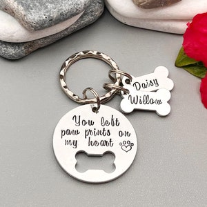 Pet Memorial Keyring Keychain,  Dog Loss Jewellery, You Left Paw Prints On My Heart, Pet Memorial Keychain, Personalised Pet Keyring