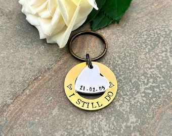 21st Wedding Anniversary Brass Keyring I Still Do, Wedding Anniversary Brass Gift