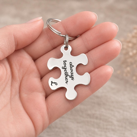 Best Friends Personalised Puzzle Keyring Set, Interlocking