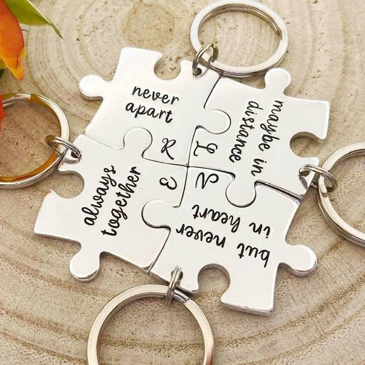 Best Friends Interlocking Puzzle Keyring Set, 4 Best Friend's
