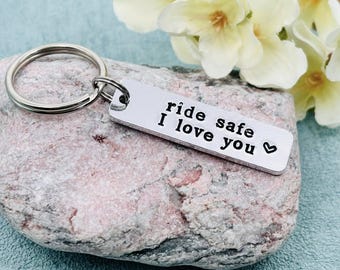 Motorbike Keyring, Ride Safe I Love You, Valentines Gift for Him