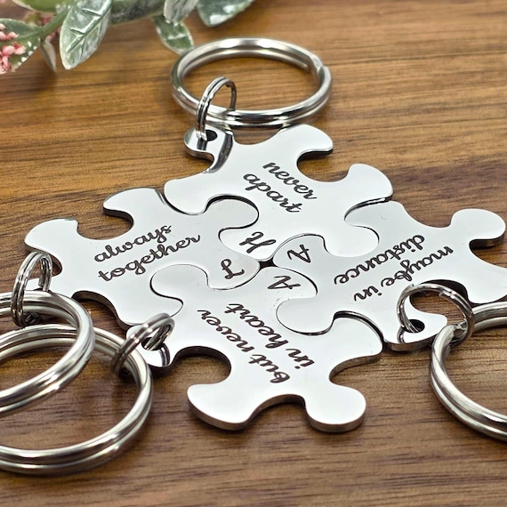 Best Friends Personalised Puzzle Keyring Set, Interlocking