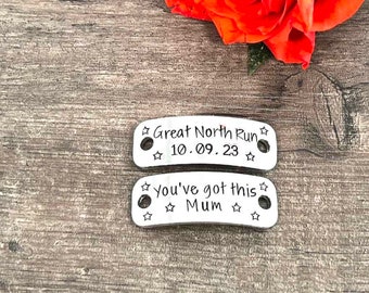 Great North Run Trainer Tags, Personalised Running Shoe Tag, Marathon Running Gift