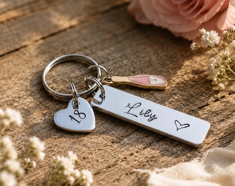 Personalised 18th Birthday Keyring, Birthday Gift for Her, Daughter Gift