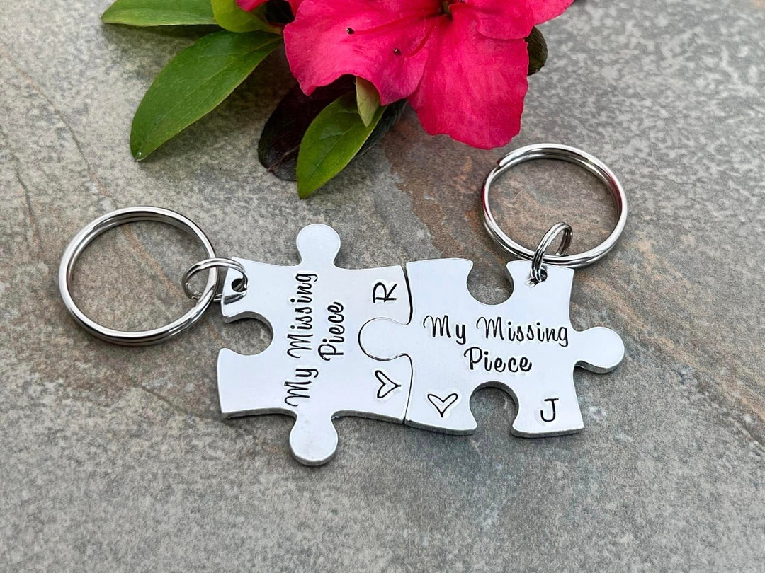 Couples Keyrings, Interlocking Puzzle With Initials, My Missing Piece